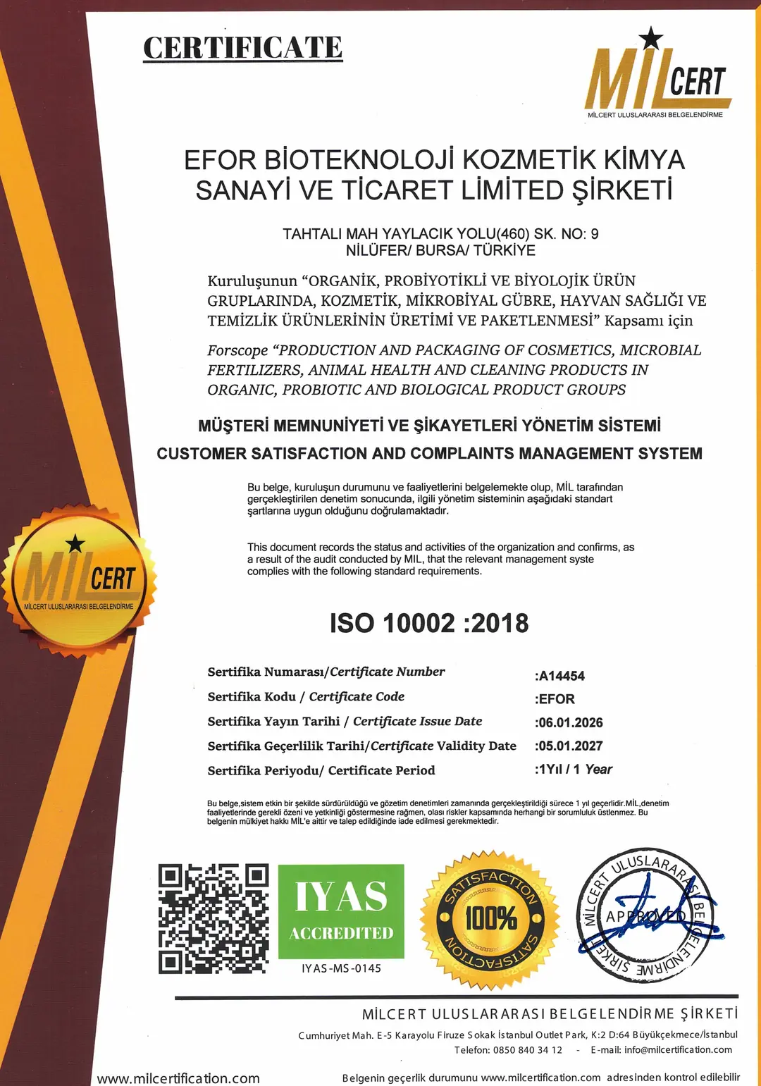 ISO 10002 belgesi