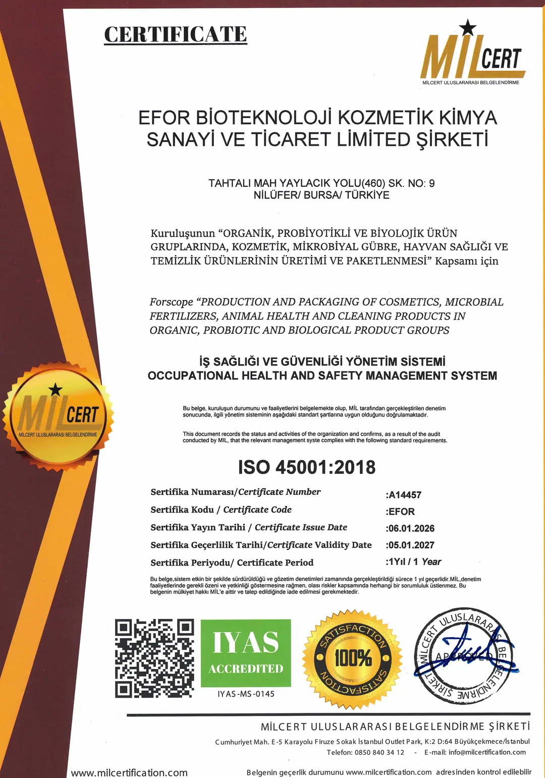 ISO 45001 belgesi